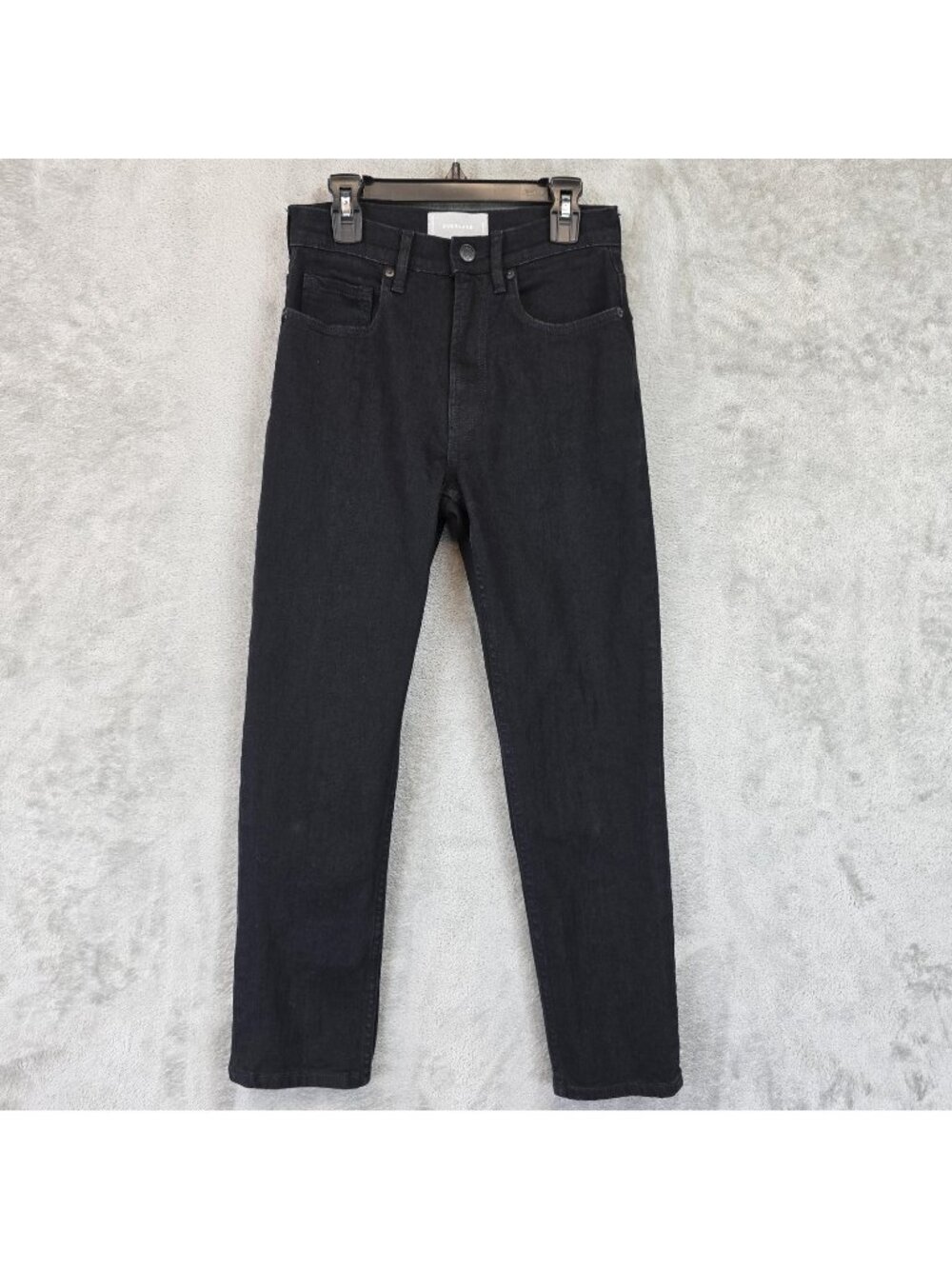 Everlane High Waist Straight Jeans Womens 24 Ankle Black Dark Wash Stretch